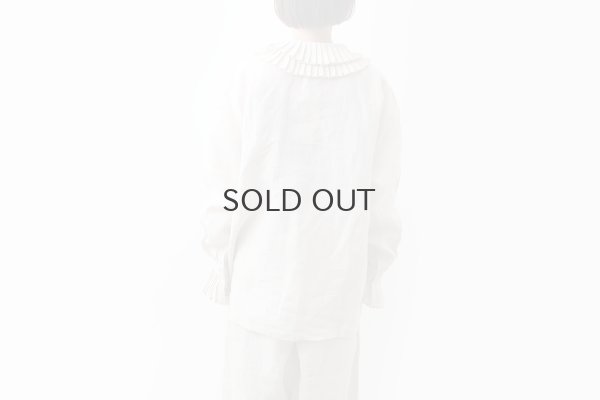 画像13: Khadi Linen Tuck Collar Blouse (EC)