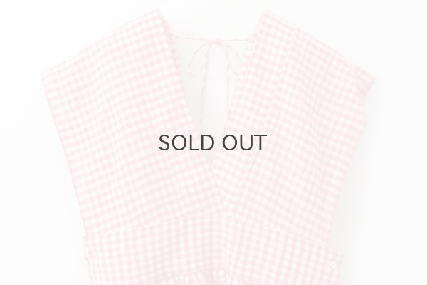 画像3: Khadi Linen Cotton Gingham Check Gingham Ribbon Gilet (RD)