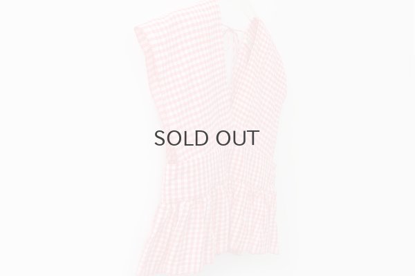 画像5: Khadi Linen Cotton Gingham Check Gingham Ribbon Gilet (RD)