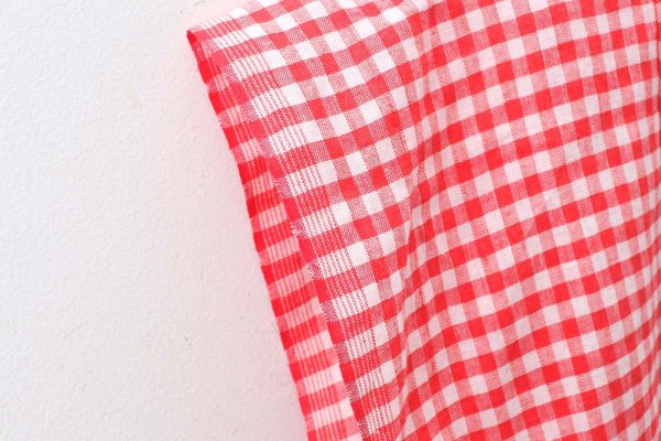 画像8: Khadi Linen Cotton Gingham Check Gingham Ribbon Gilet (RD)