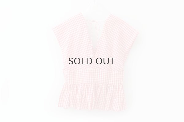 画像2: Khadi Linen Cotton Gingham Check Gingham Ribbon Gilet (RD)