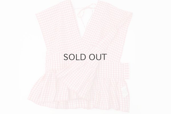 画像10: Khadi Linen Cotton Gingham Check Gingham Ribbon Gilet (RD)