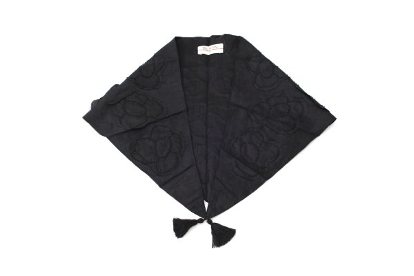 画像1: Khadi Silk Flower Scarf (BK)