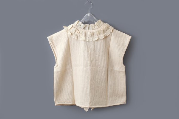 画像2: Khadi Wool Waffle Frill Gilet (EC)