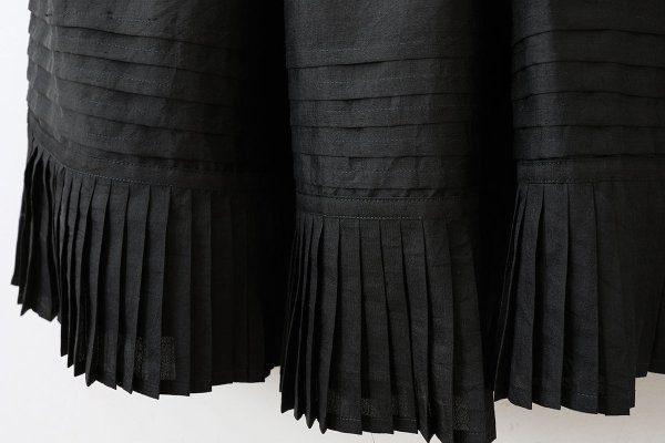 画像5: Khadi Silk Gather Tuck Skirt (BK)