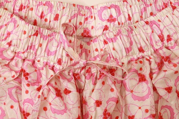 画像4: Khadi Silk Flower Print & Embroidery Tuck Pants (MCR)