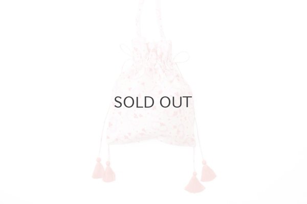 画像1: Khadi Silk Flower Print & Embroidery Drawstring Shoulder Bag (MCR)