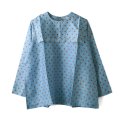 Khadi Silk Polka dots Print Back Button Sailor Blouse (DBL)