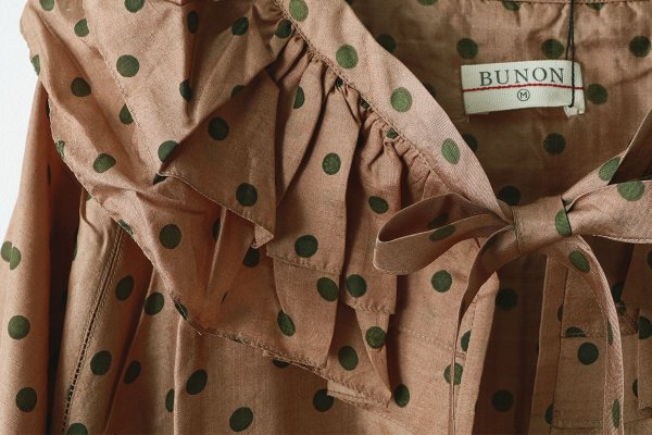 画像4: Khadi Silk Polka dots Print Frill Flare Blouse (C.BR)