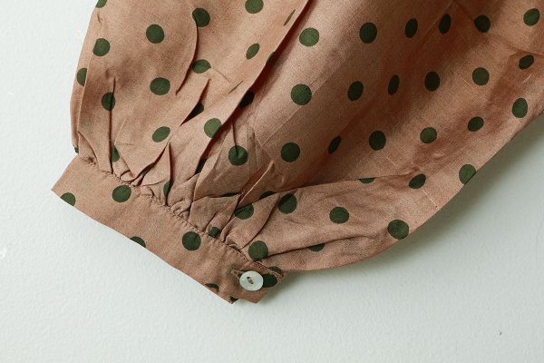 画像11: Khadi Silk Polka dots Print Frill Flare Blouse (C.BR)