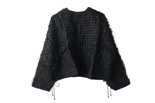 画像1: Khadi Silk Organdy & Embroidery Blouse (BK)