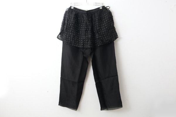 画像2: Khadi Silk Organdy & Embroidery Flap Pants (BK)
