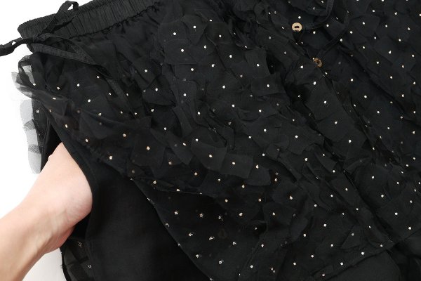 画像6: Khadi Silk Organdy & Embroidery Flap Pants (BK)