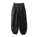 Khadi Silk Tuck Gather Balloon Pants (BK)