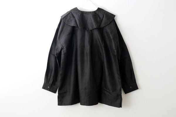 画像2: Khadi Silk Round Collar Over Blouse (BK)