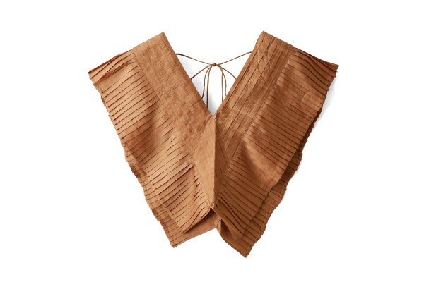画像1: Khadi Silk Tuck Ruffle Collar (C.BR)