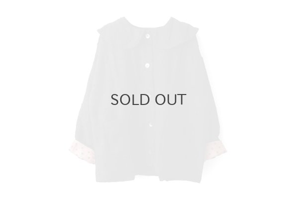 画像1: Khadi Thick Silk & Embroidery Round Collar Blouson (BK)