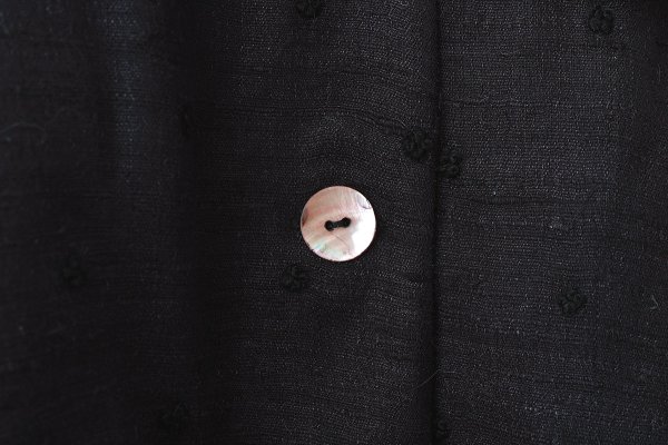 画像6: Khadi Thick Silk & Embroidery Round Collar Blouson (BK)