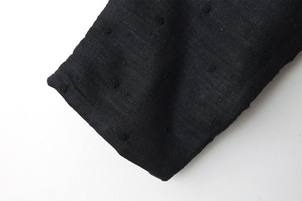 画像11: Khadi Thick Silk & Embroidery Round Collar Blouson (BK)