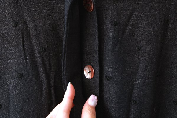 画像5: Khadi Thick Silk & Embroidery Qilting Coat (BK)