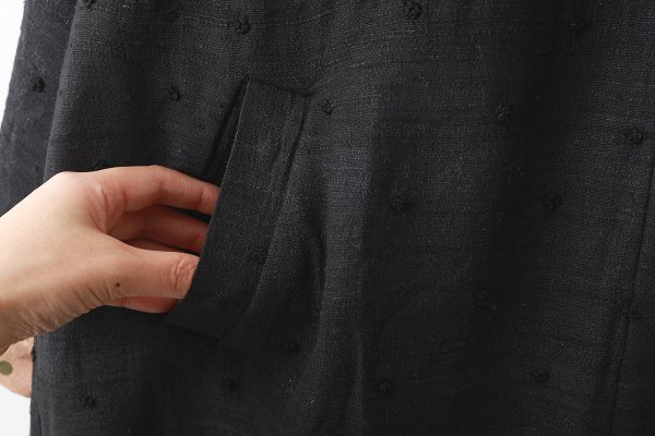 画像6: Khadi Thick Silk & Embroidery Qilting Coat (BK)