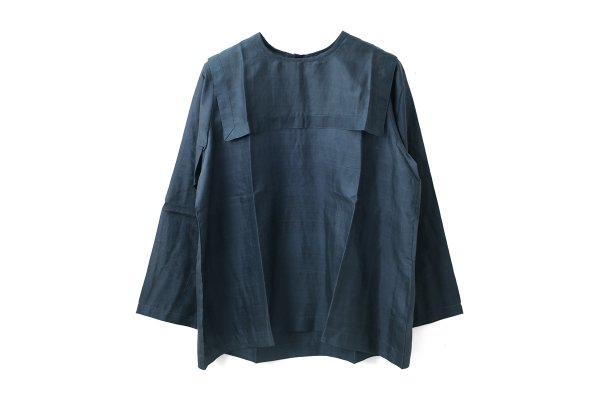 画像1: Khadi Silk Back Button Sailor Blouse (CH)