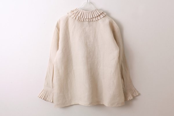 画像2: Khadi Linen Tuck Collar Blouse (EC)