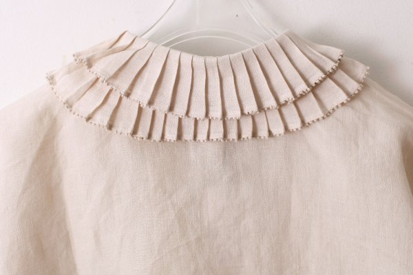 画像8: Khadi Linen Tuck Collar Blouse (EC)