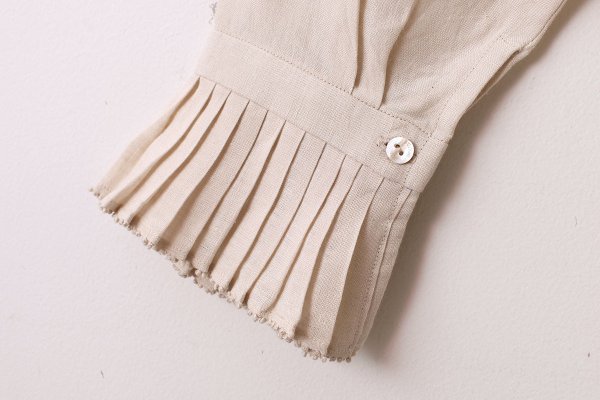 画像9: Khadi Linen Tuck Collar Blouse (EC)