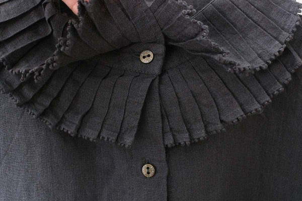 画像6: Khadi Linen Tuck Collar Blouse (CH)