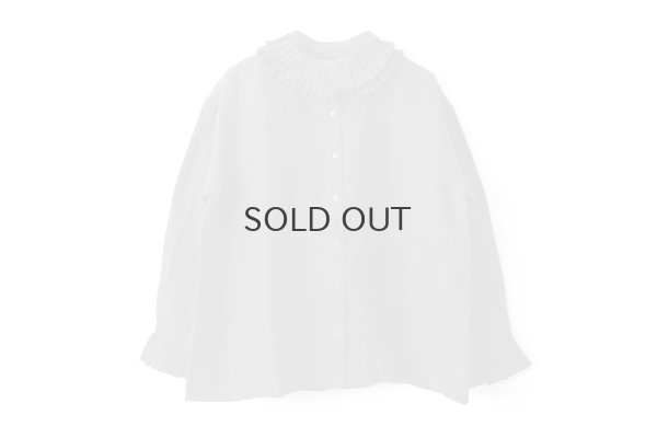 画像1: Khadi Linen Tuck Collar Blouse (CH)