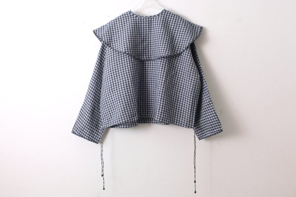 画像3: Khadi Linen Cotton Big Collar Wide Blouse (CH)