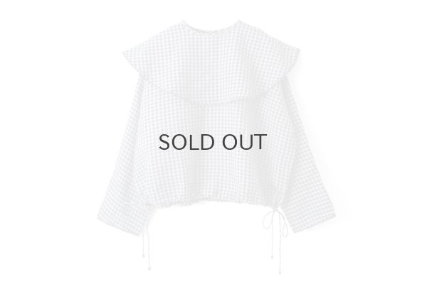 画像1: Khadi Linen Cotton Big Collar Wide Blouse (CH)