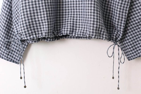 画像7: Khadi Linen Cotton Big Collar Wide Blouse (CH)