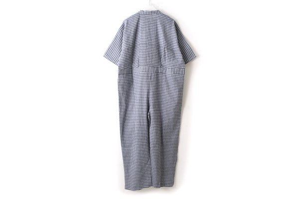 画像2: Khadi Linen Cotton Gingham Check Gingham Frill Overalls  (CH)