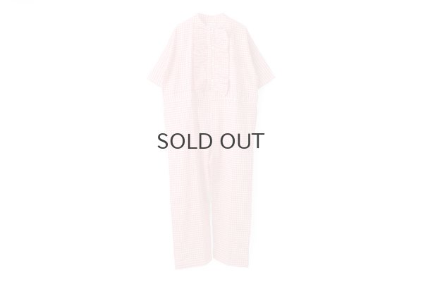 画像1: Khadi Linen Cotton Gingham Check Gingham Frill Overalls  (RD)