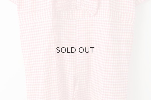 画像7: Khadi Linen Cotton Gingham Check Gingham Frill Overalls  (RD)