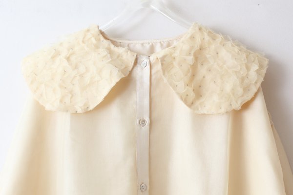 画像3: Khadi Silk Organdy & Embroidery Collar Dress (EC)