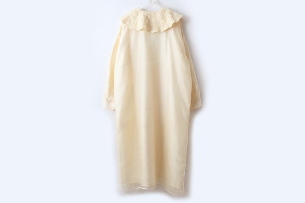 画像2: Khadi Silk Organdy & Embroidery Collar Dress (EC)