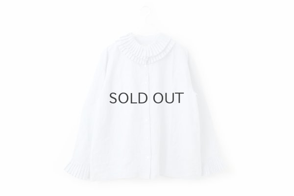 画像1: Khadi Linen Tuck Collar Blouse (LBL)