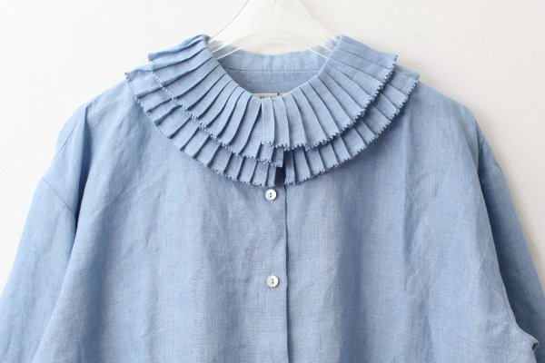 画像3: Khadi Linen Tuck Collar Blouse (LBL)