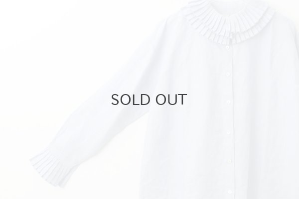 画像5: Khadi Linen Tuck Collar Blouse (LBL)