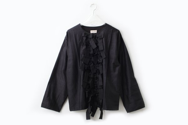 画像1: Khadi Silk Ribbon Light Jackt (BK)