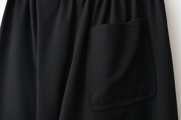 画像6: ウールギャバ後染めパッチポケットギャザーパンツ (BK)