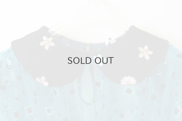 画像3: ナイロンチュールプリント×エステルベルベット刺繍ブラウス (TQ)