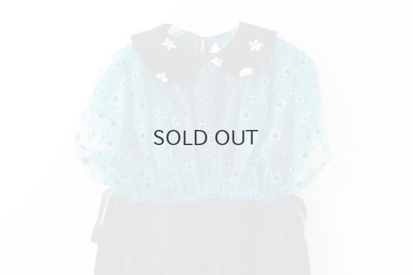 画像15: ナイロンチュールプリント×エステルベルベット刺繍ブラウス (TQ)