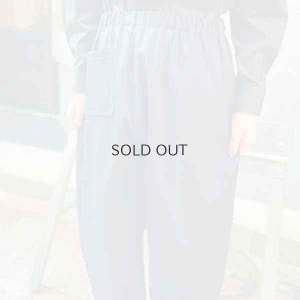 画像14: ウールギャバ後染めパッチポケットギャザーパンツ (BK)