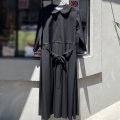 ウールギャバ後染 丸襟ワンピース (BK)