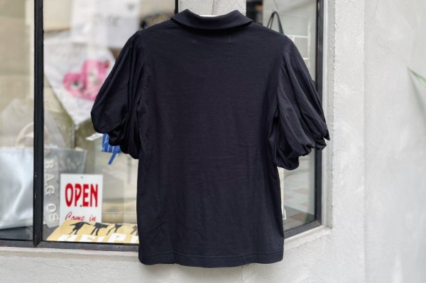 画像2: 綿天竺バルーンスリーブカットソー (BK)
