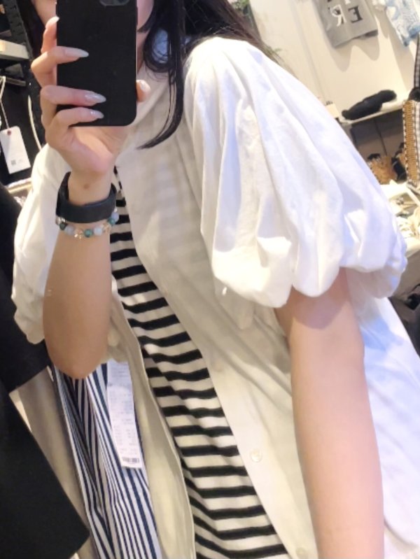 画像9: 綿天竺バルーンスリーブカットソー (BK)